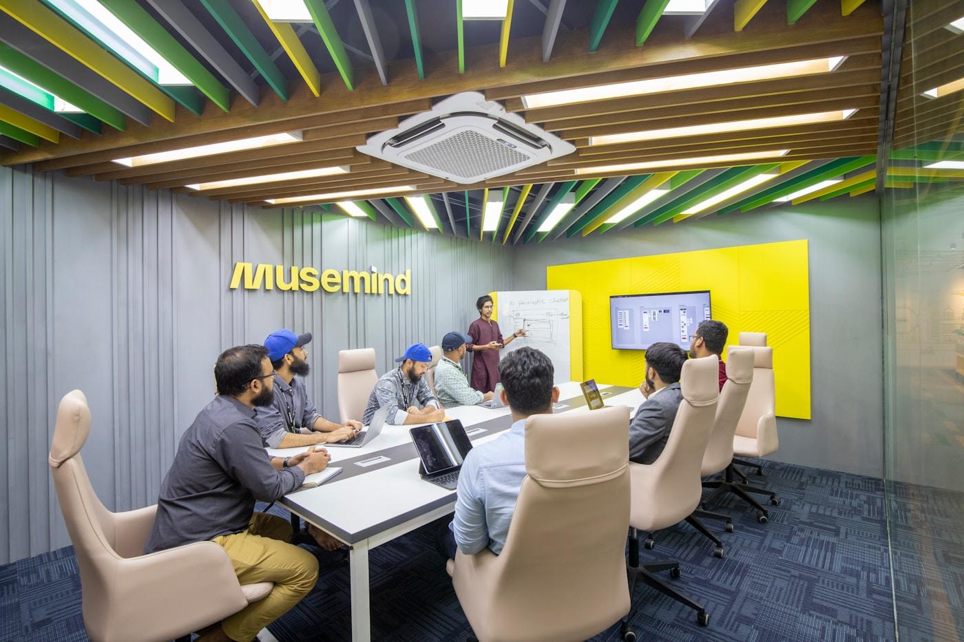 Corporate team meeting around a conference table