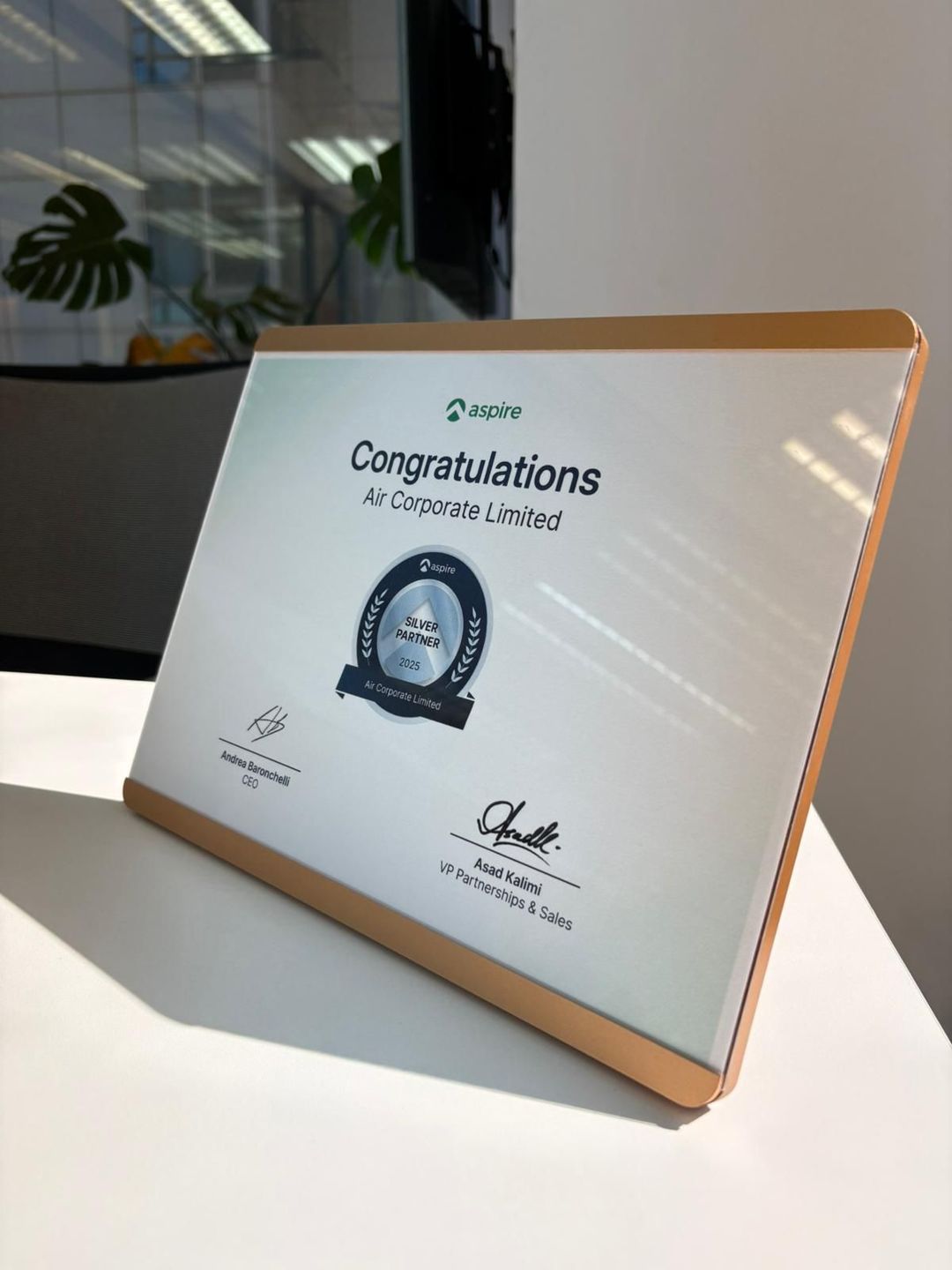 Air Corporate Recognised as an Aspire Silver Partner (2025)