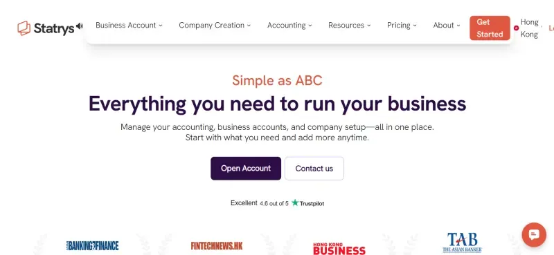Statrys: HK company formation with multi-currency business account included