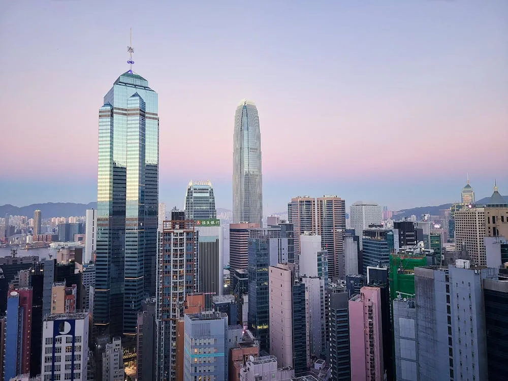 Hong Kong Island skyline at dusk, one of Asia's leading international business hubs