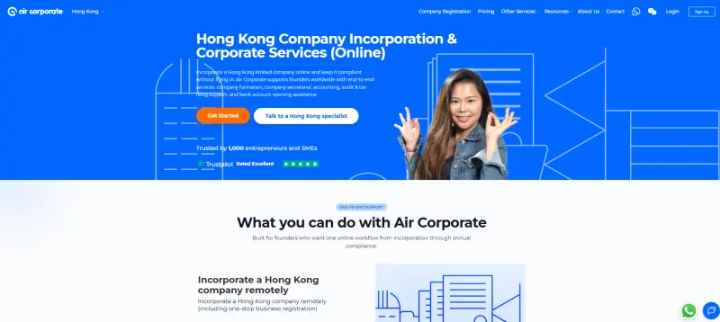 Air Corporate: full-service HK company registration and company secretary for remote founders