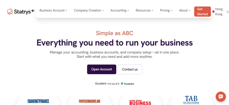 Statrys: HK company formation with multi-currency business account included